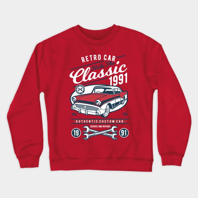 Cool Classic Car Crewneck Sweatshirt by LineXpressions